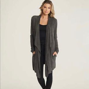 Barefoot Dreams Cozy Chic Lite Island Wrap Cardigan Sweater 903 Carbon Gray L/XL